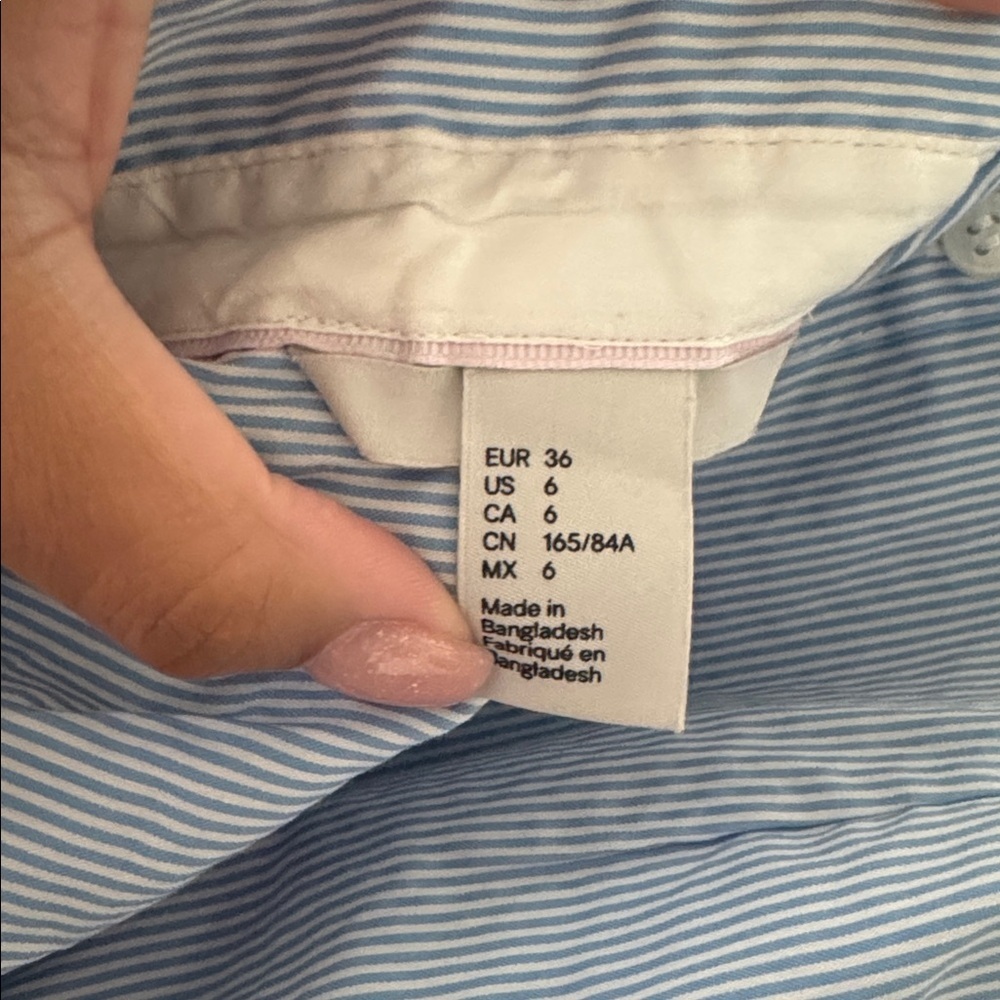 Blue and White Striped Button-Up Shirt - Picture 3 of 3
